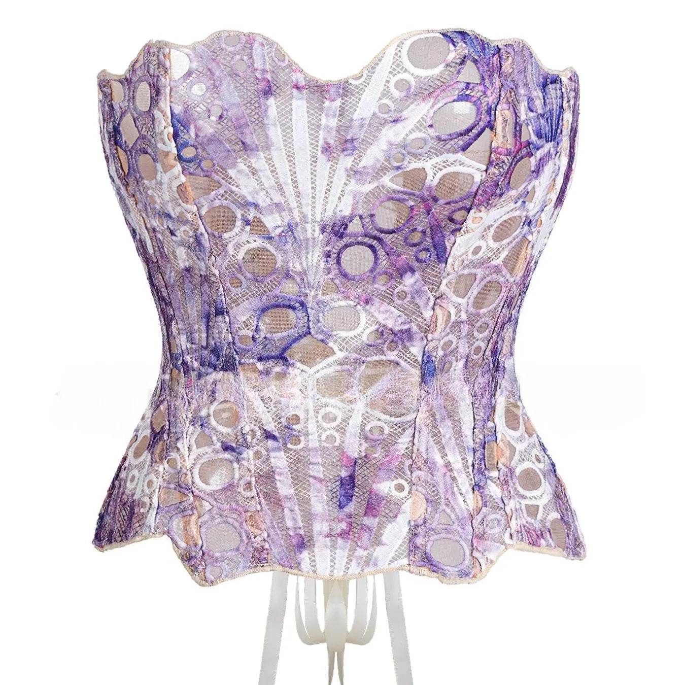 SsTss American Court Corset Sheer Mesh Breathable Corset Sexy Top Hollow Irregular Lace Double Layer Shapewear Chic Camis Top