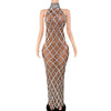 Sparkly Rhinestones Sleeveless Long Dress Elegant Dark Mesh Celebrate Evening Wedding Prom Gown Birthday Dress Photograph Wear