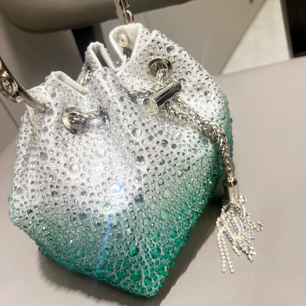 Handle Rhinestones Evening clutch Bag Purses and handbag luxury Designer shoulder bag Shiny Crystal Clutch purse bucket bag