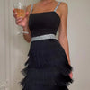 Women's Dresses New Tassel Sexy Low Cut Suspender Sleeveless Midi Party Dress 2024 Summer Fashion