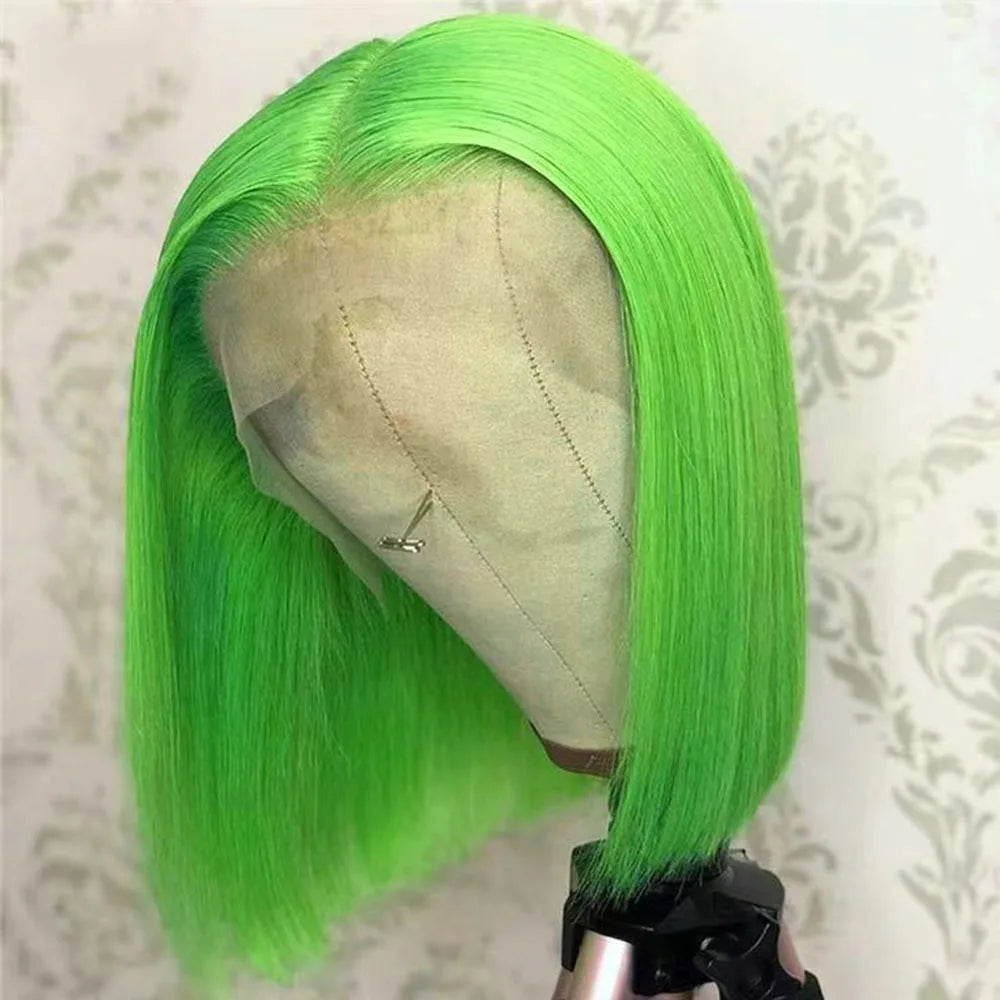 WIF Kurzer Bob Glattes Farbenfrohes Haar Synthetische Perücke Highlight Orange Glatter Bob Pinkes Haar Lace Front Perücken Cosplay Make-up Verwendung