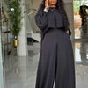 Frühlingskleidung für Damen, 2-teilige Sets Damen-Outfit, Laternenärmel-Anzug mit weiter Hose und Top, High Street Elegante Damen-Sets