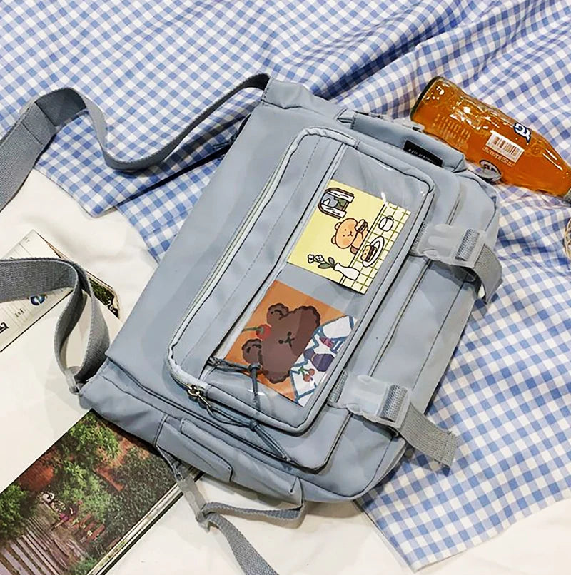 Y2K Waterproof Canvas School Bags Messenger Bag Women Handbags Student Shoulder Bag Fashion Large Capacity Crossbody Bag Itabag