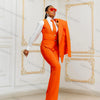 Office Orange Women Suit Set for Wedding 3 Piece Blazer+Pants+Vest Jacket Business Lady Cotton Coat Trousers Custom Made