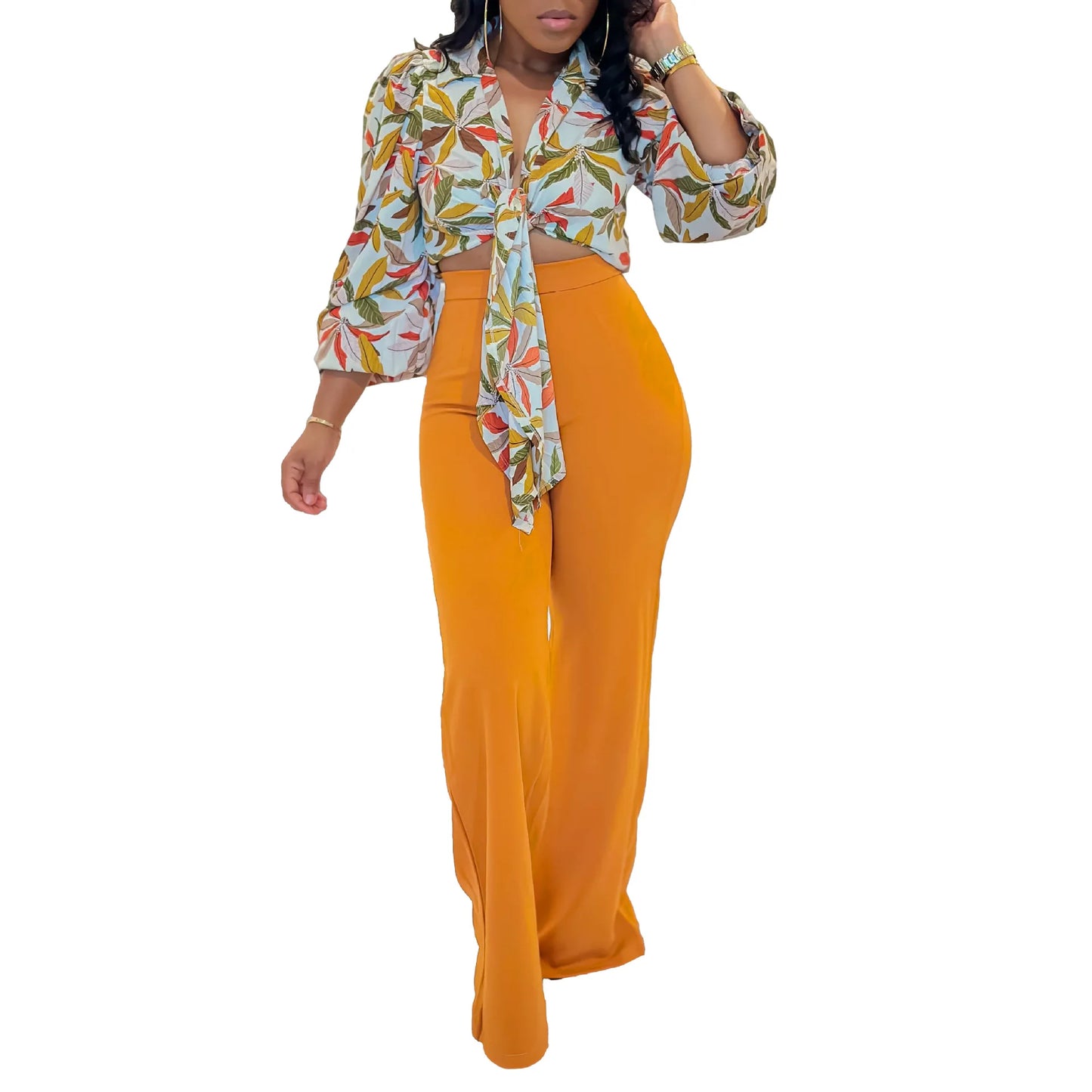 2 Piece Women Set Summer Autumn Long Sleeve Shirt Blouse Top And Pants Suits Outfits Fashion Office Lady Matching Sets Outfit