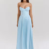 Mozision schulterfreies, rückenfreies, plissiertes Maxikleid für Damen, modisch, trägerlos, ärmellos, hohe Taille, eng anliegend, sexy, langes Kleid