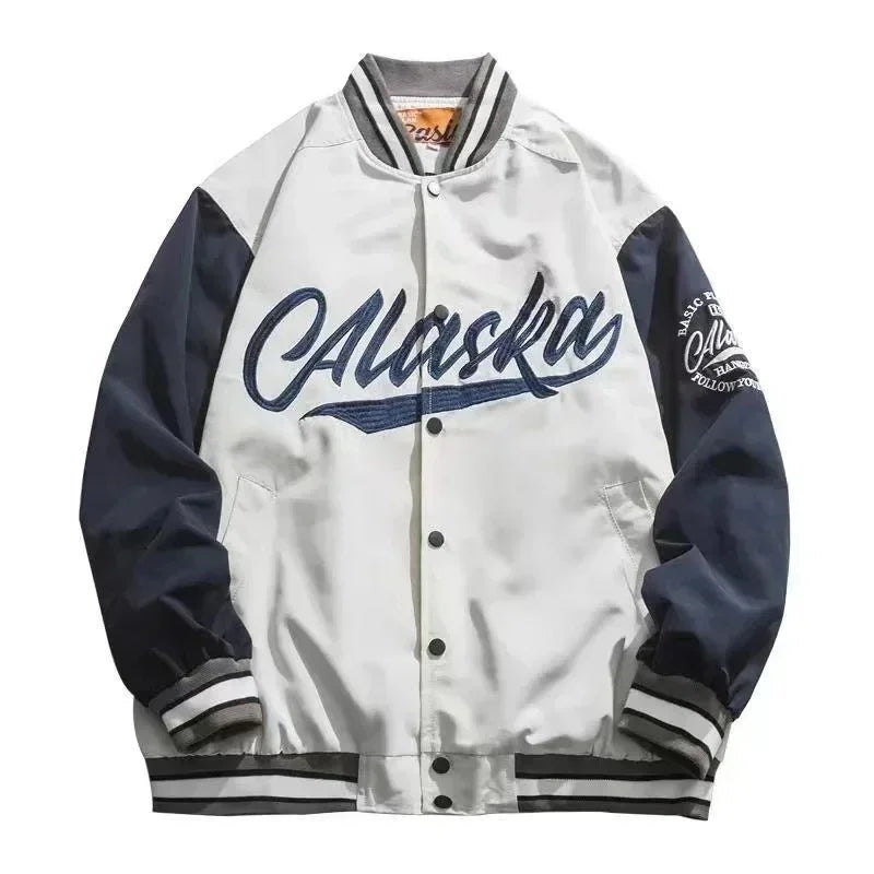 Retro Gothic Alphabet Embroidery Oversized Motorcycle Uniform Baseball Uniform Men's Y2K New Trend Harajuku Hip-Hop Joker Jacket