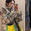 2023 Europäische Station Winter Neue Daunenjacke Damen Warm Mode Kurze Farb-Patchwork Graffiti dicke Weiße Entendaunenjacke