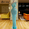 One Shoulder Beads Sequined Long Mermaid Evening Dresses Woman Ceremony Dress Formal Prom Party Gowns Plus Size Customized