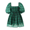 2024 Sweet Green Gingham Plaid Organza Ball Gown Dress Puff Sleeve Retro Women Swing Short Princess Robe Fairy Cake Vestidos