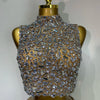 High Quality Sparkling Rhinestone Sexy See Through Blackless Top Skirt Two Pieces Set Woman Luxury Birthday Evening Party Gowns