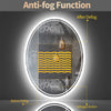 LUVODI Luxury Oval Bathroom LED Mirror Backlit LED Bathroom Wall Mirror with Demister for Home Hotel Salon Beauty Decorative