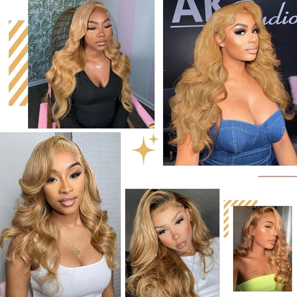 Body Wave 13x6 HD Lace Frontal Wig Honey Blonde Lace Front Wigs Synthetic Light Blonde Lace Front Wigs Glueless For Women