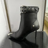 Gürtelschnalle Reißverschluss vorne Modenschau Stiefeletten Damen Herbst Winter Neu Spitz Metallverzierung Rote High Heels Ankle Boots