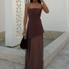 TARUXY Mode Trägerloses Kleid mit Band Frauen Elegantes Ärmelloses Mesh Strand Urlaub Langes Kleid Frühling 2025 Neues Damenkleid