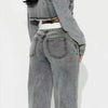 Streetwear Denim 2 Piece Sets Women Outfit Autumn Clothes Women Long Sleeve Jean Short Jacket Straight Jeans Pant Sets Tracksuit