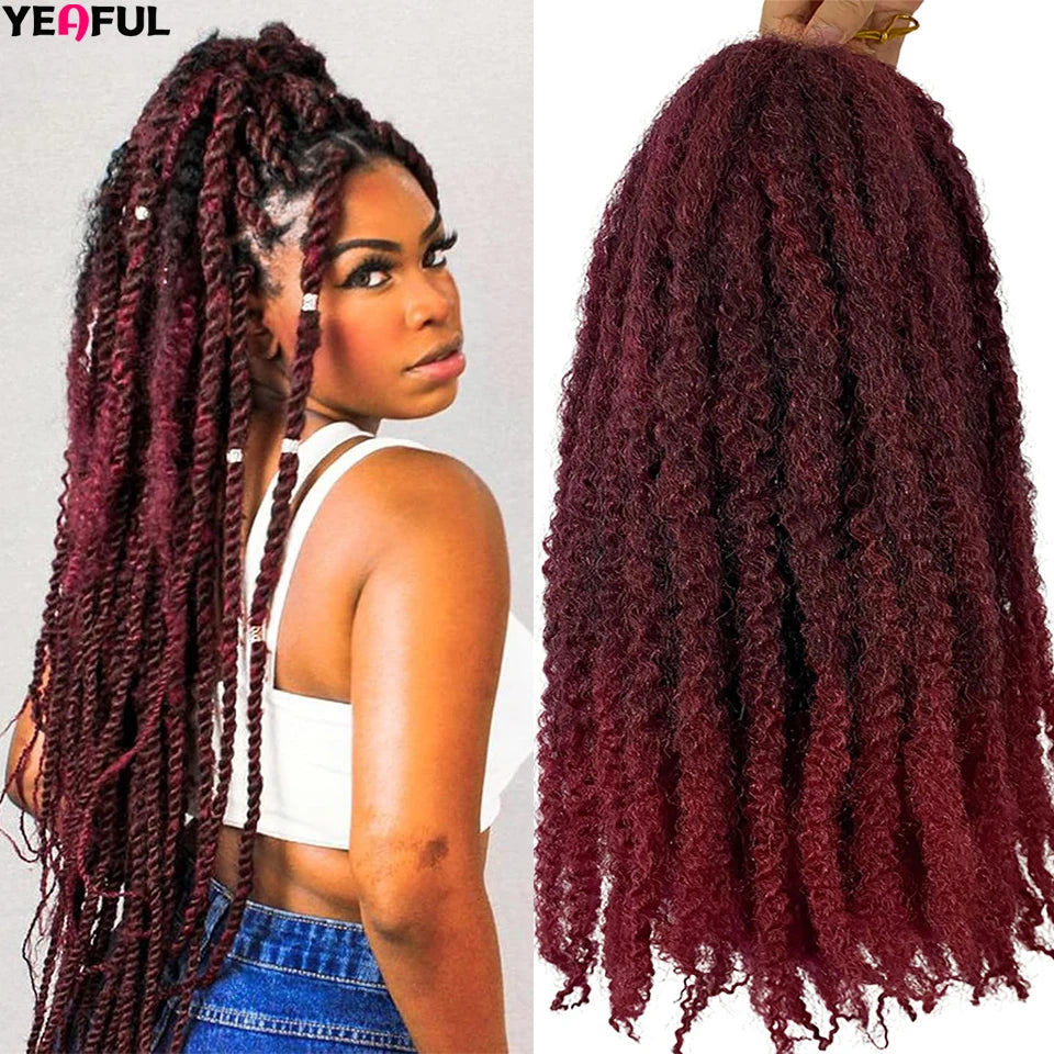 Yeaful 18 Inch Synthetic Marley Twist Braiding Hair Red Black Brown Ginger Bug Blonde #4 Pre Looped Marley Twists Crochet Hair