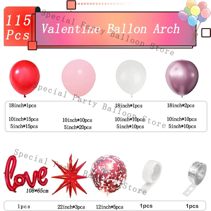 Valentinsdeko Ballon Girlande Bogen Kit Rosarot Herz Liebe Ballon für Hochzeit Jahrestag Valentinstag Geschenk 14 De Febrero