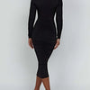 Herbst und Winter Damen Sexy Bodycon Kleid Quadratischer Ausschnitt Langarm Abendkleider für Damen