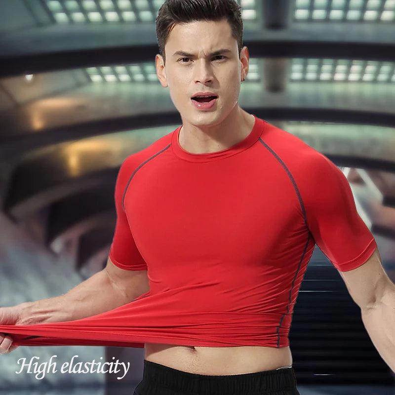 Anime Men's Compression Shirt Fitness Sport Running Tight Gym TShirts Athletic Workout Quick Dry Tops Tee Summer