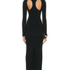 Damen Herbst Stretch-Bandage Aushöhlung Langarm Slim Maxi Schwarz Rückenfrei Bodycon Mode Clubs Celebrity Party Kleider