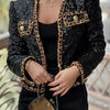 Fashion 2024 Designer Women's Gold Chains Sequined Jacket Coat Outfit Spring