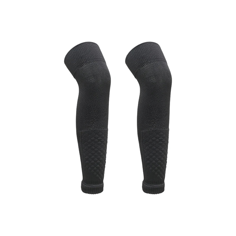 Loogdeel Adult Leg Warmers Elastic Soccer Shin Guard Calf Socks Over Knee Men Sports Compression Protection Long Sleeve Training