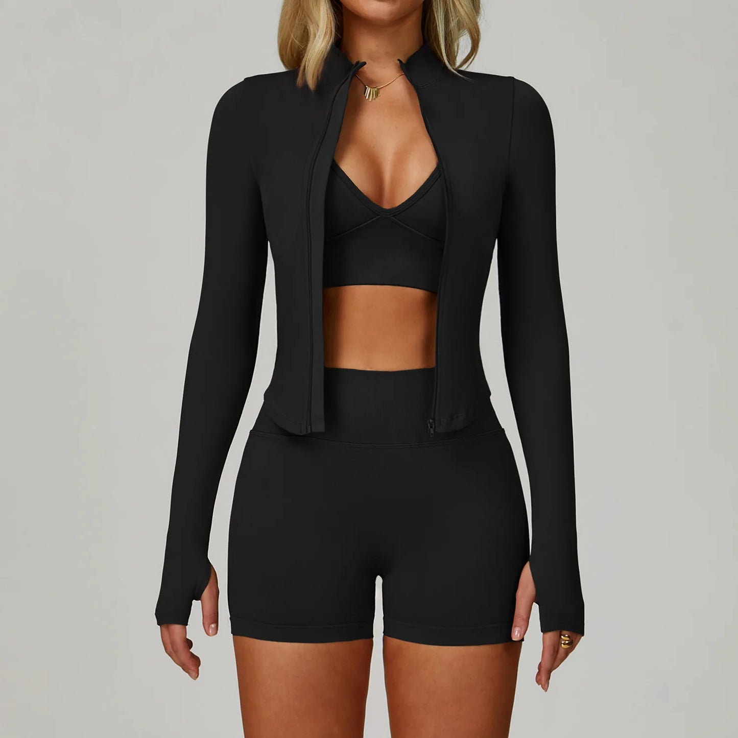 SWELTERING 2/3PCS Seamless Yoga Set Gym Clothes Sportswear Fitness Suits Women Workout Bra Crop Top Long Sleeve Sports Suits