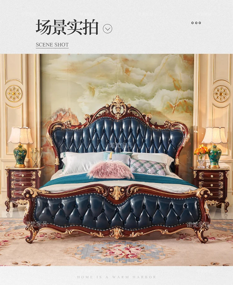 Nordisches Luxus-Ästhetik Bett Queen Size Günstig Niedlich Salon Schlafzimmer King Size Modern Holz Leder Camas Matrimonial Zimmer Möbel