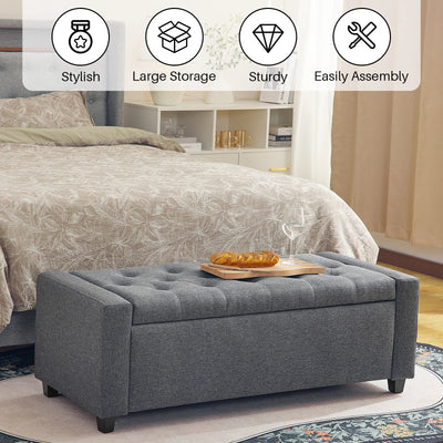 Redlife 47,8'' Aufbewahrungs-Ottomane, klappbare Aufbewahrungsbank mit aufklappbarem Deckel und sicheren Scharnieren für Wohnzimmer, Schlafzimmer, Eingangsbereich