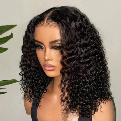 Kurzer lockiger Bob 200% HD 13X4 Lace Frontal 100% Echthaarperücken Deep Water Wave 13X4 Lace Front Perücke 4x4 Verschluss für Frauen