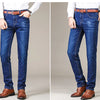 Business Men's Jeans Casual Straight Stretch Fashion Classic Blue Black Work Denim Trousers Male Brand Clothing