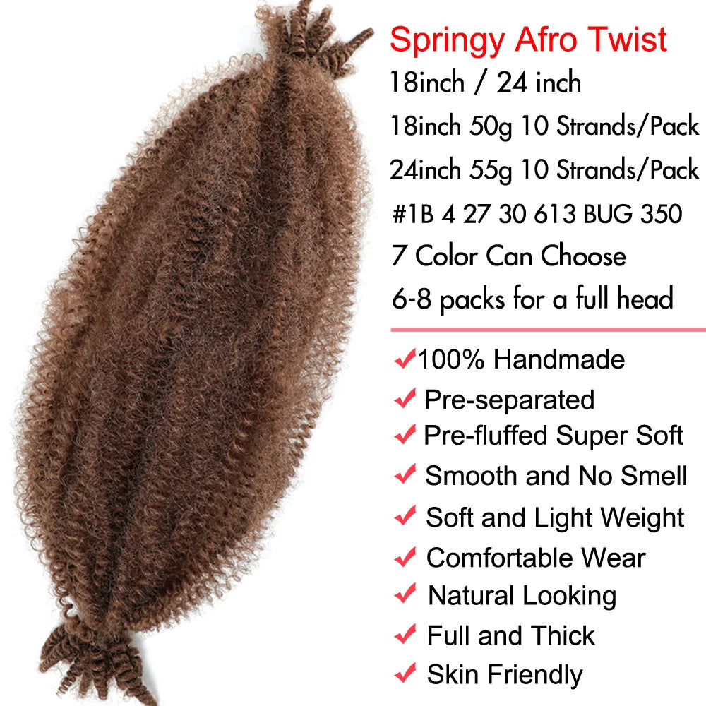 24 Zoll Kinky Afro Springy Braiding Crochet Hair 18 Zoll Marley Kinky Crochet Braids Hair Soft Afro Kinky Twist Crochet Braid Hair