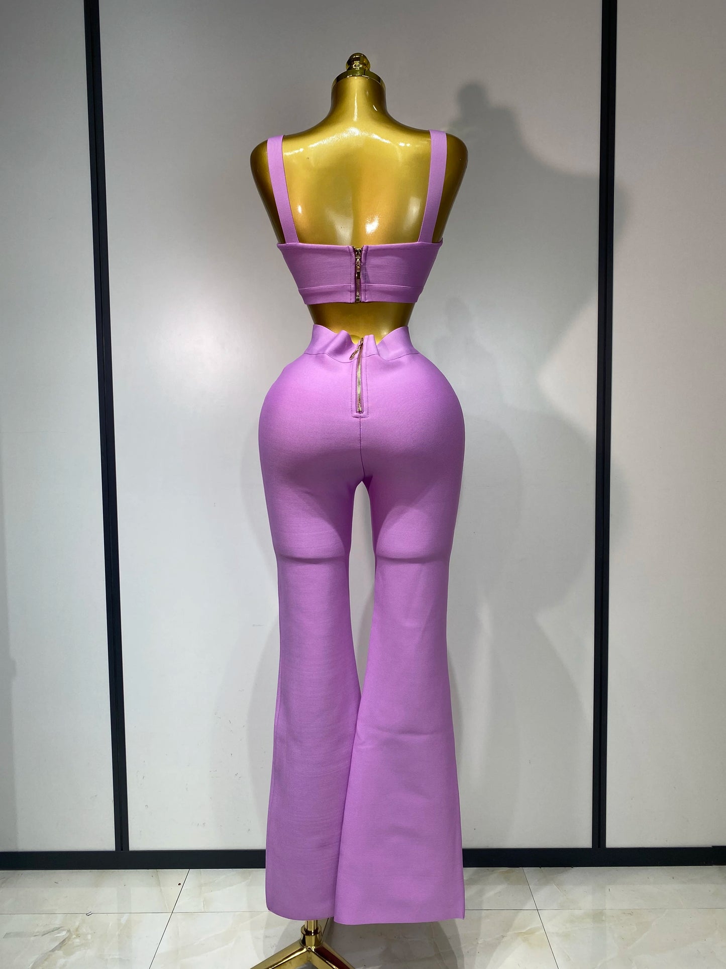 Damen Sexy Bandage Crop Top Hosen-Set Abendparty Club Luxus Geburtstag High Street Mode Elegant Luxus Geburtstags-Outfit