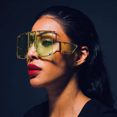 Luxus-Fashion-Marke Designer Große Rahmen Punk Sonnenbrille Damen Herren Vintage Beliebte Reise Übergroße Steampunk Sonnenbrille Brille