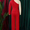 White 2 Piece Sets Women Outifits Autumn Slanted Shoulder Nail Bead Top Pants Two-piece Party Lady Matching Sets OL Fashion Suit