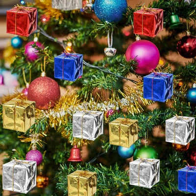180-12PCS Mini Weihnachts-Schaum-Geschenkboxen Ornamente Weihnachtsbaum hängende Anhänger Geschenkboxen Weihnachts-Neujahrs-Party-Dekorationen Großhandel