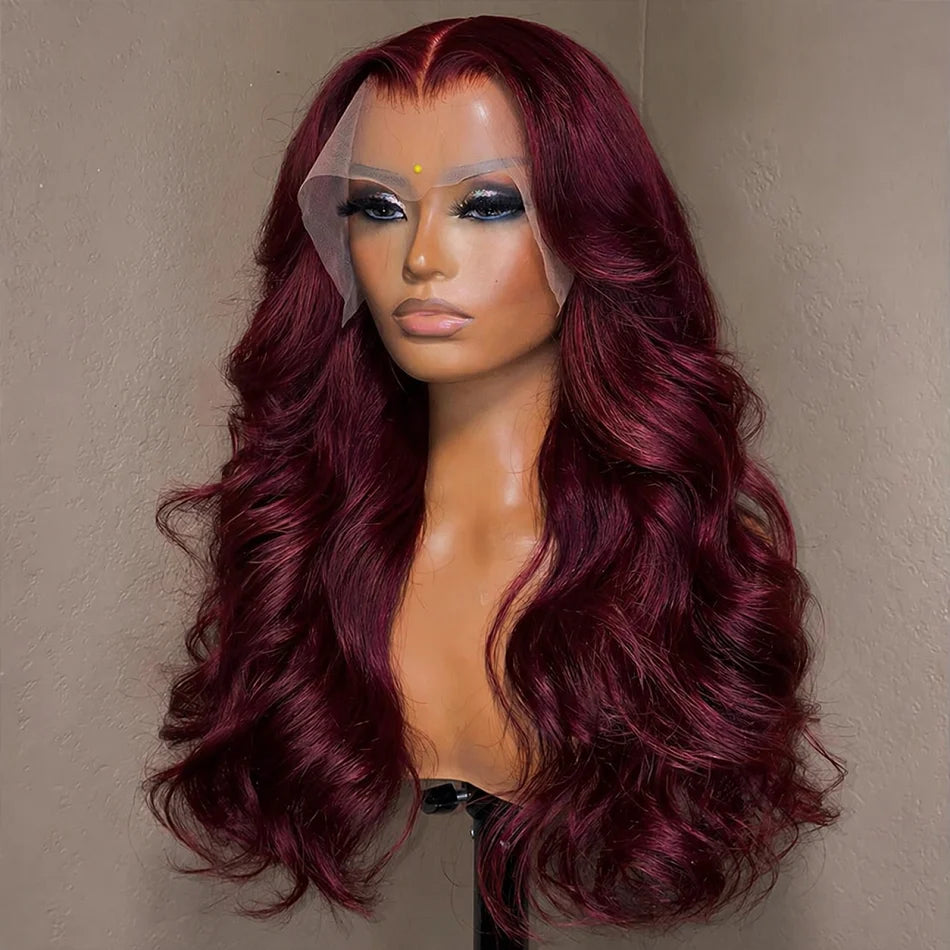 Dark Burgundy Straight Wigs 13X4 HD Lace Front Human Hair Wigs 99J Color Straight Brazilian Hair Wig Glueless Wig Pre Glueless
