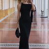 Hugcitar Fashion Solid O Neck Sleeveless Patchwork Sexy Bodycon Maxi Prom Dress Summer Women Clothes Party Festival Club Y2K