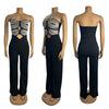 Damen-Jumpsuit 2025 Sommer Neu Temperament Modisch Sexy Ärmellos Gewebtes Band Trägerlos Rückenfrei Party Gerader Jumpsuit