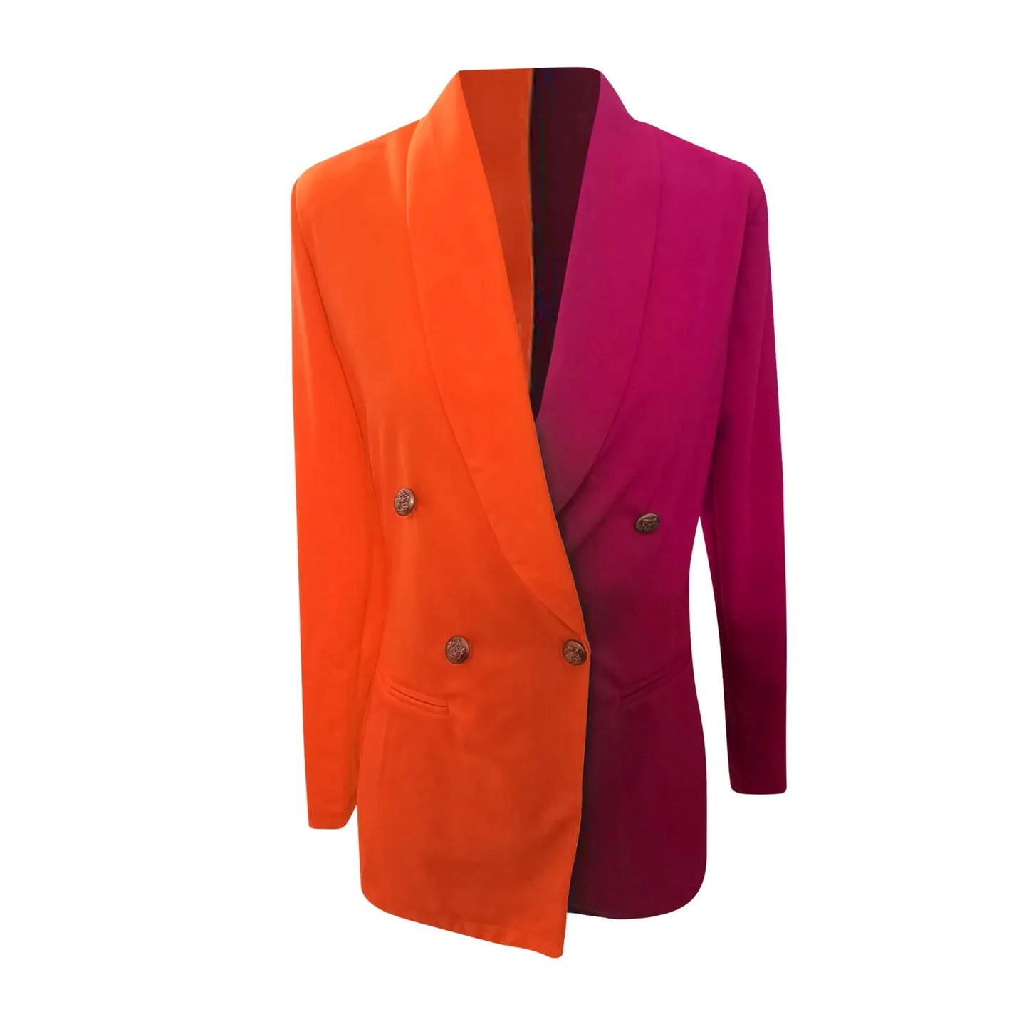 Women Blazer Elegant Office Lady Suit Deep V-Neck Long Sleeve Patchwork Slim OL Double Breasted Dress Coat Contrast Color Suits