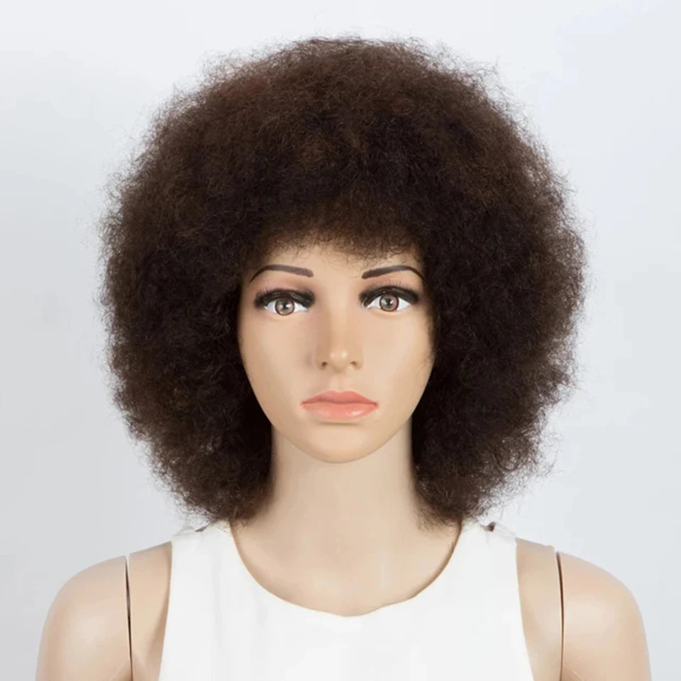 Brasilianische Afro Kinky Curly Bob Perücken P4/30# 200% Dichte Remy Echthaarperücken Braunfarbe P2/33# F1B/99J Perücken mit Pony für Schwarz