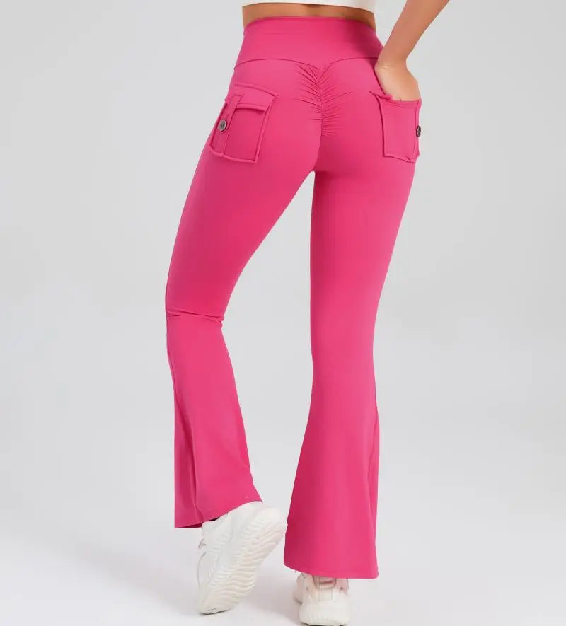 Women Flare Pocket Leggings High Waist Sport Yoga Pants Quick Dry Breathable Leggings Outfit Fitness Gym Clothes Sportwear Pant