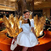 Booma Short Wedding Party Dresses Short Puff Sleeves A-Line Brides Prom Dress for Women Above Knee Bridals Gown Customized