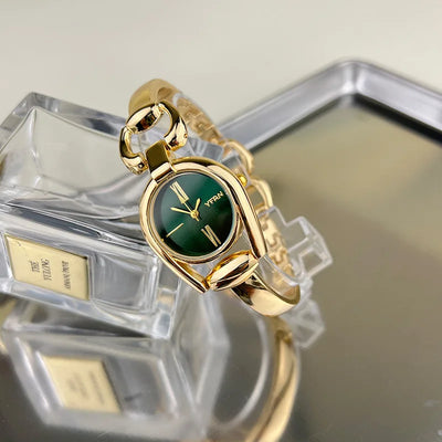 Minimalistische Nischen-Damen-Quarz-Armbanduhren Edelstahlarmband Kleines Zifferblatt Modische exquisite Quarzuhr für Damen