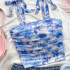 Solid Tie Shoulder Ruched Wide Strap Slim Fit Crop Top for Women Summer 2025 Y2K Clothes Pink Backless Cami Top Streetwear