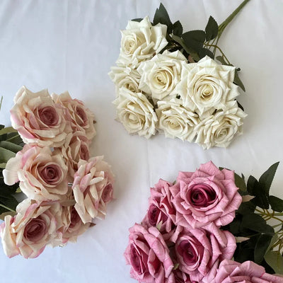 41 cm 7 Gabeln Siebdruck Diamant Rose Künstliche Blume Hochzeit Wohnzimmer Dekoration Wegweiser Blumenstrauß, Künstliche Blume