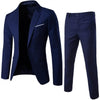 1 Set Stylish Formal Suit Temperament Men Pants Turndown Collar Pure Color One Button Suit Set Daily Wear