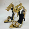 Liyke Sexy Knöchelriemen Vergoldete Sandalen Damen Party Nachtclub Stripper Heels Hohe Qualität Kristall Diamant Spitz Zehe Hochzeitsschuh