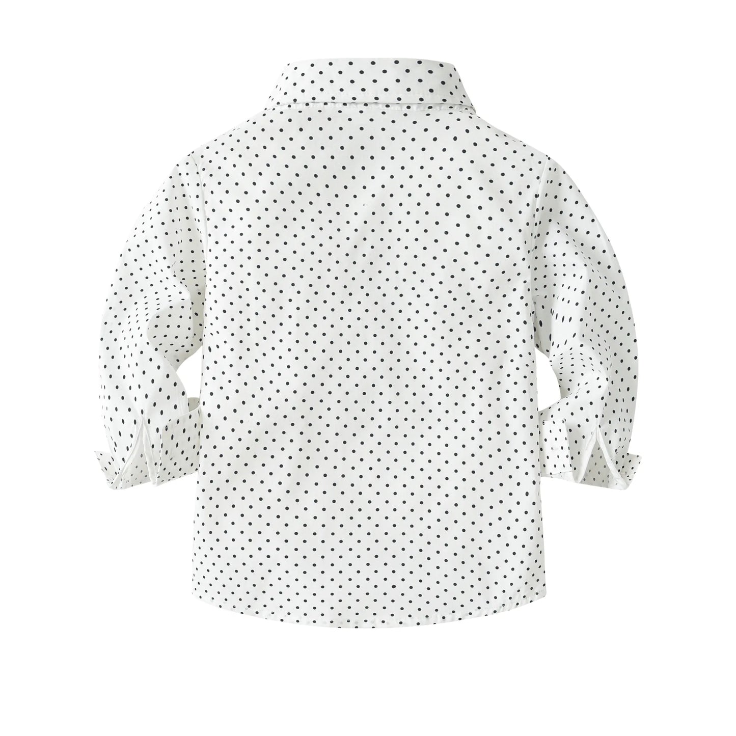 2-6 Years Boy Spring Gentleman Outfit Polka Dot Printed Shirt with Solid Pants Children Suspender Bow Set Birthday Party Costume